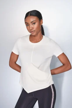 Camiseta manga corta blanco drapeado