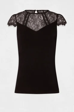 Camiseta manga corta con encaje