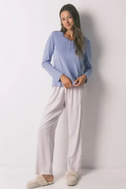 Camiseta manga larga algodón perchado lila