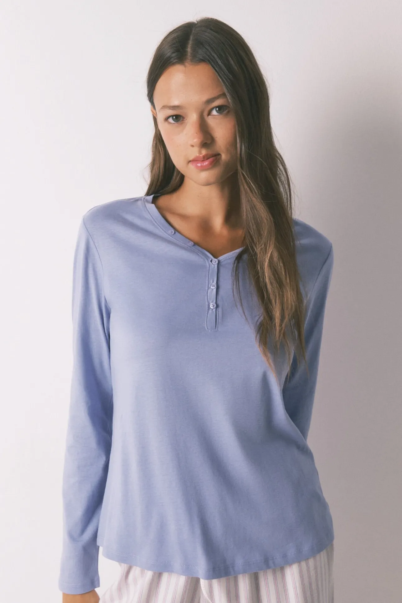 Camiseta manga larga algodón perchado lila