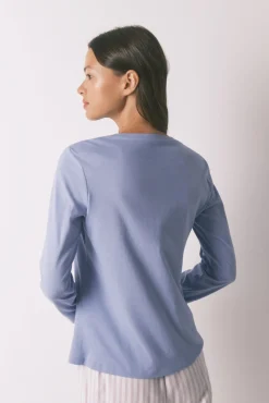 Camiseta manga larga algodón perchado lila