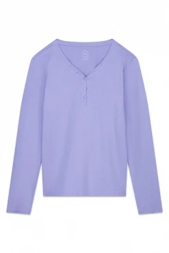 Camiseta manga larga algodón perchado lila