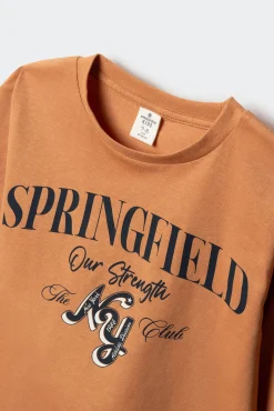 Camiseta manga larga naranja sprinfield niño