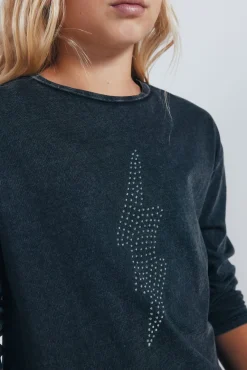 Camiseta manga larga rayo diamantes niña