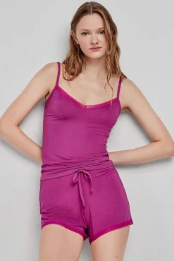 Camiseta pijama tirantes morado