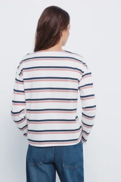 Camiseta rayas botones hombro