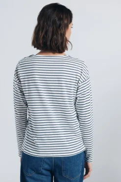 Camiseta rayas botones hombro