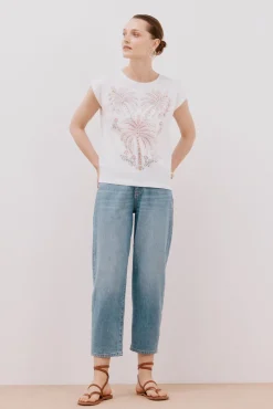 Camiseta sin mangas estampada