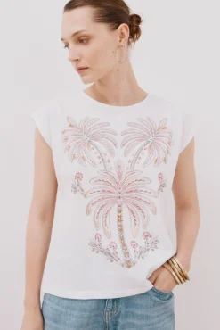 Camiseta sin mangas estampada