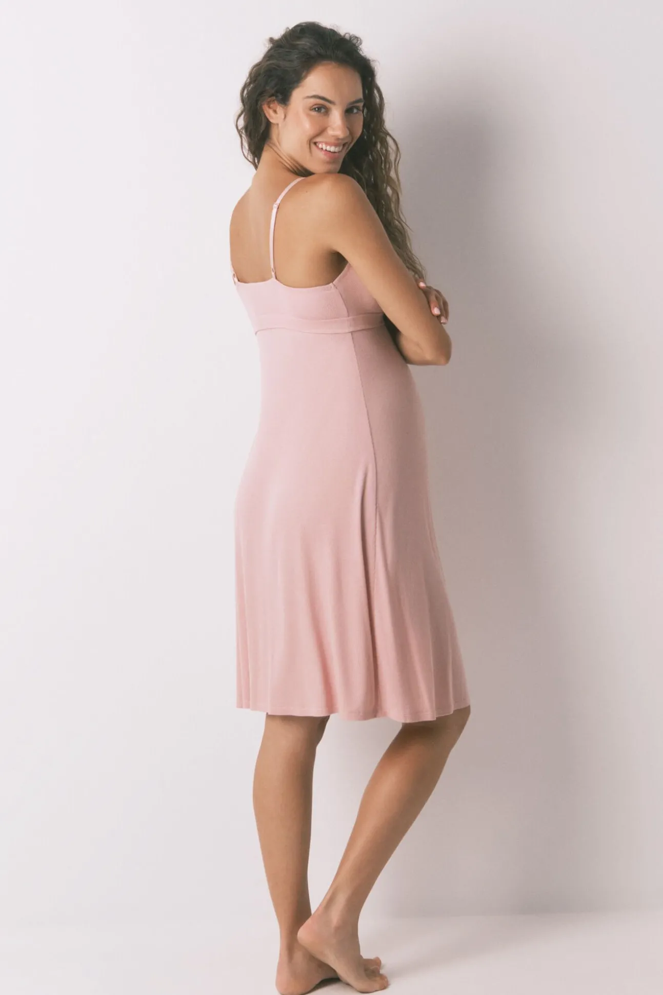 Camisón técnico "maternity" canalé rosa