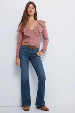 Cardigan escote volante