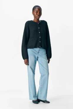 Cardigan lana cuello redondo