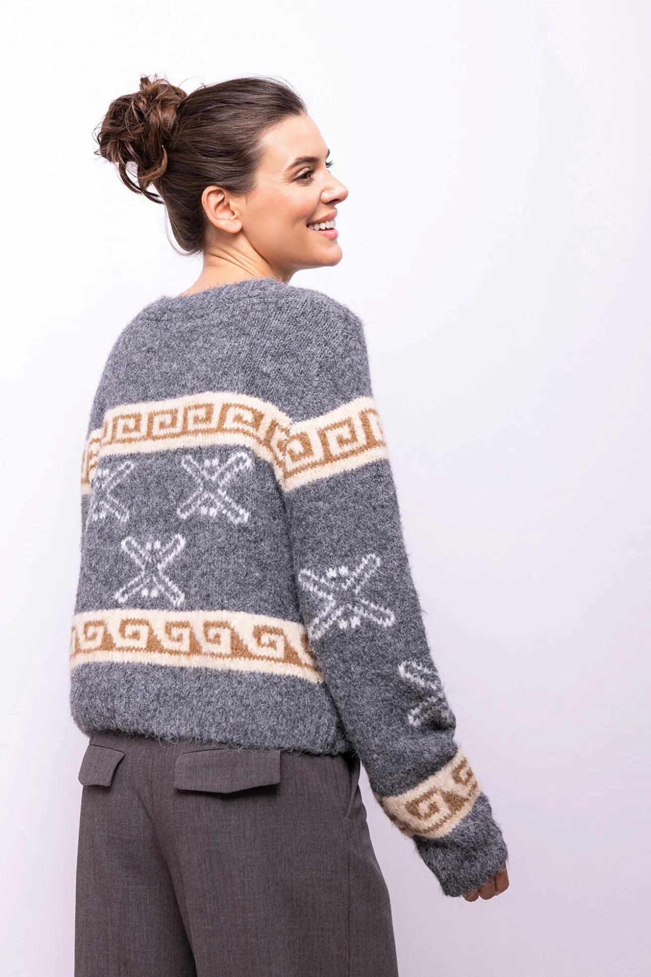 Cardigan lana estampado