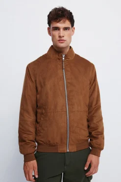 Cazadora acolchada efecto ante