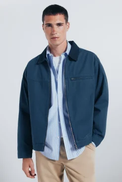 Cazadora algodón lavada contraste