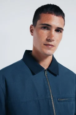 Cazadora algodón lavada contraste