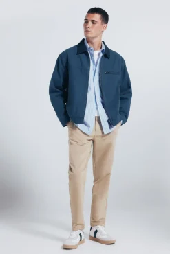 Cazadora algodón lavada contraste