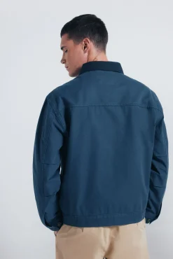 Cazadora algodón lavada contraste