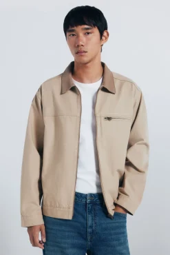 Cazadora algodón lavada contraste