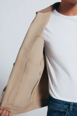 Cazadora algodón lavada contraste