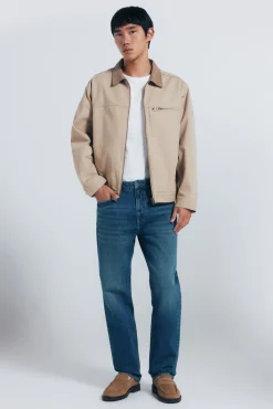 Cazadora algodón lavada contraste