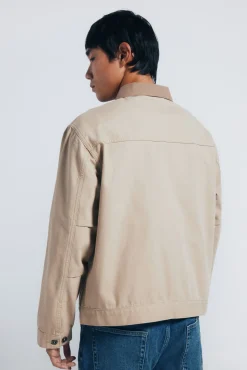 Cazadora algodón lavada contraste