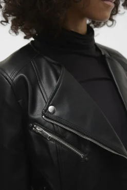 Cazadora biker de polipiel de mujer