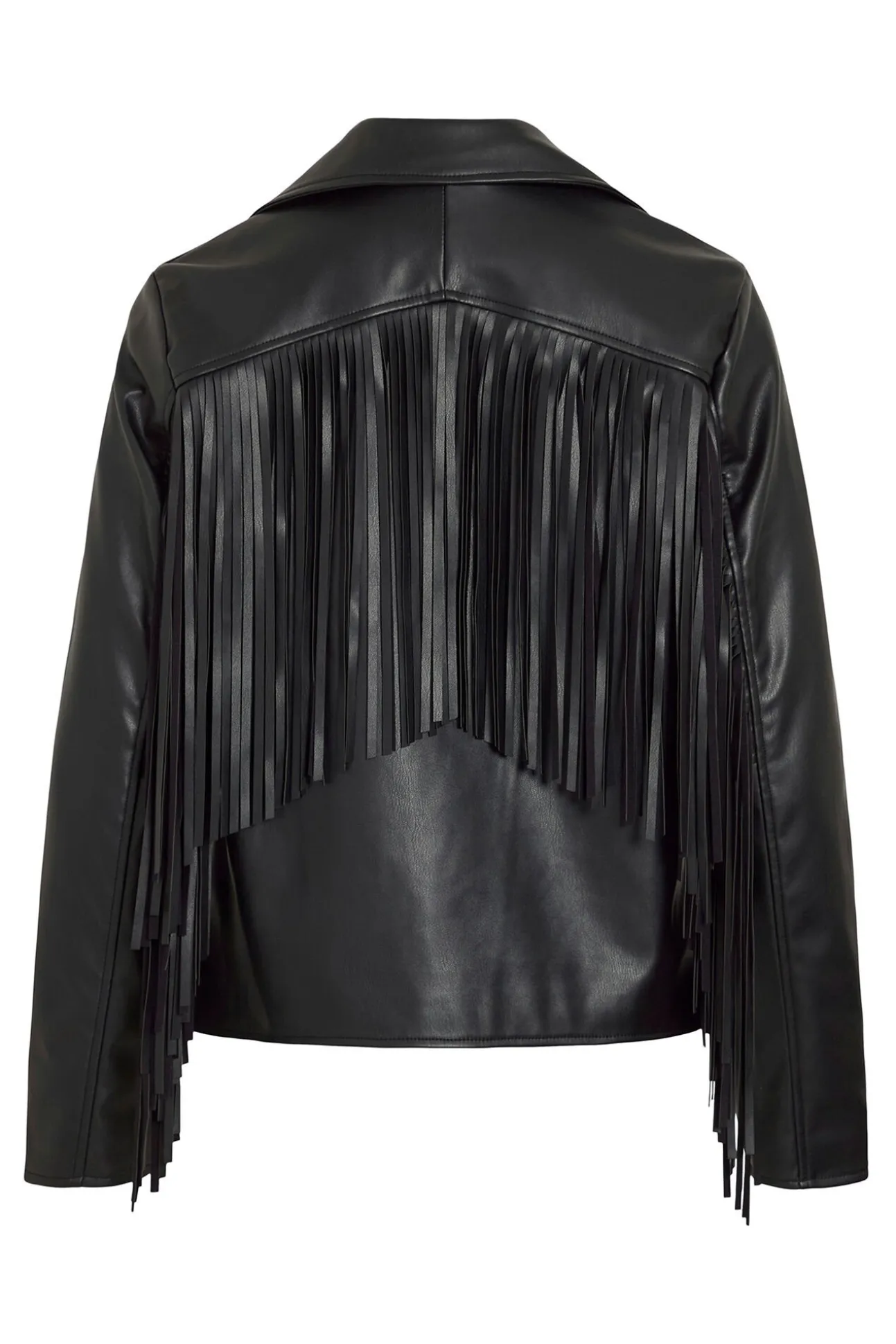 Cazadora biker de polipiel con flecos
