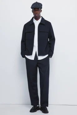 Cazadora camisera mezcla lana