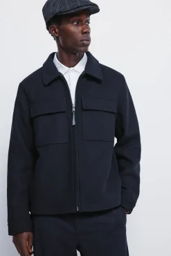 Cazadora camisera mezcla lana