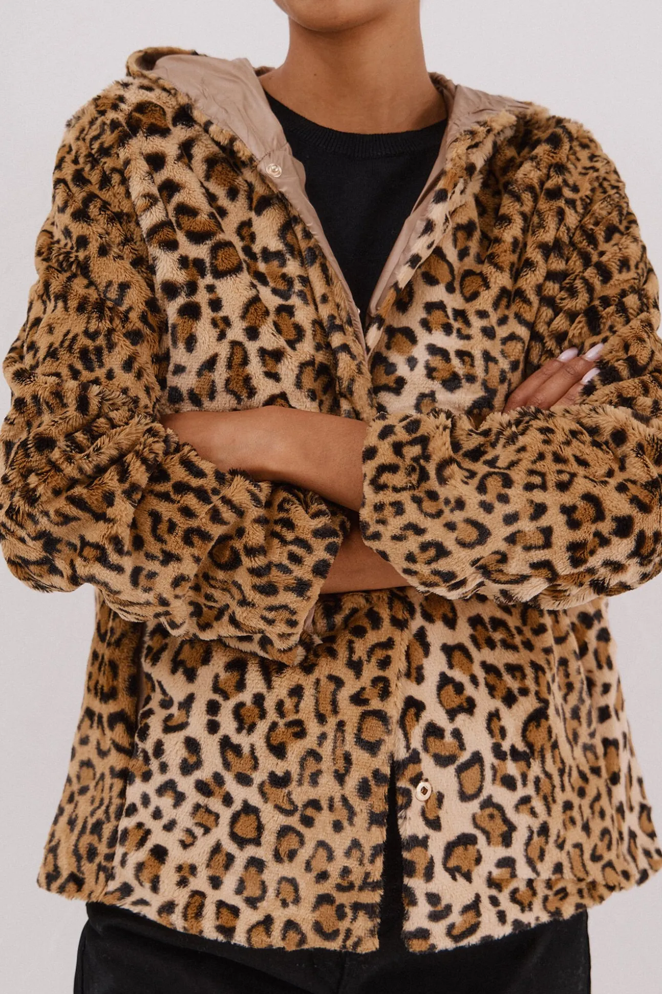 Cazadora corta reversible efecto pelo