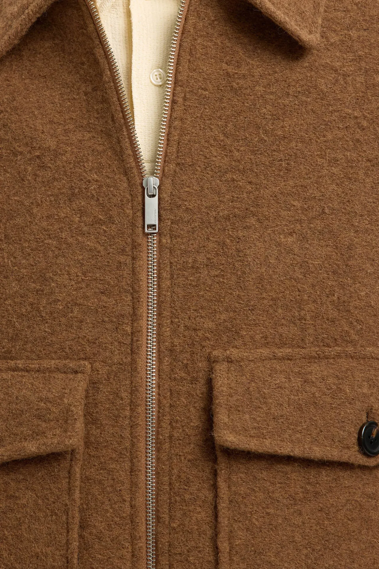 Cazadora lana corta con cremallera