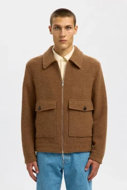 Cazadora lana corta con cremallera