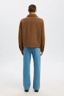 Cazadora lana corta con cremallera