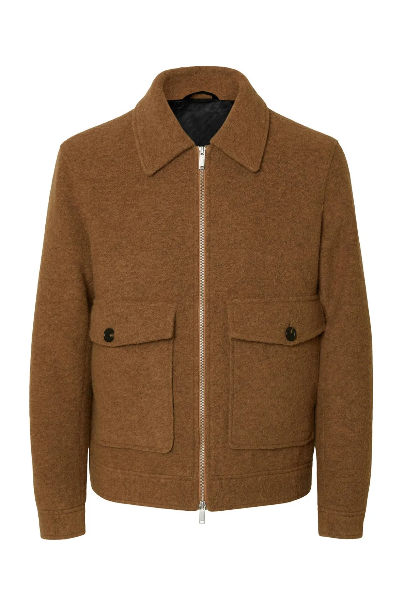 Cazadora lana corta con cremallera