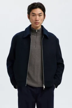 Cazadora lana corta con cremallera