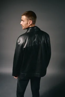 Cazadora piel cuello camisero