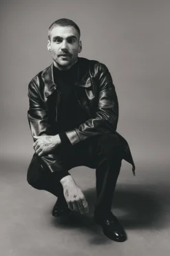 Cazadora piel cuello camisero