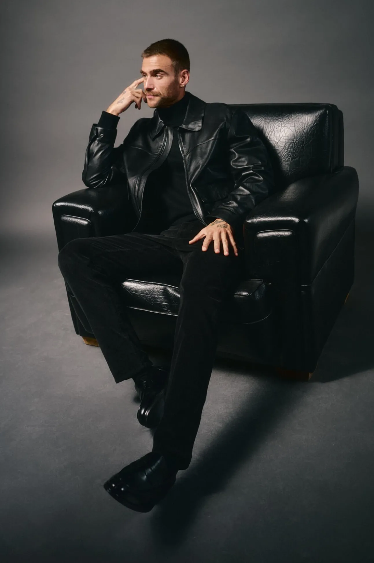 Cazadora piel cuello camisero