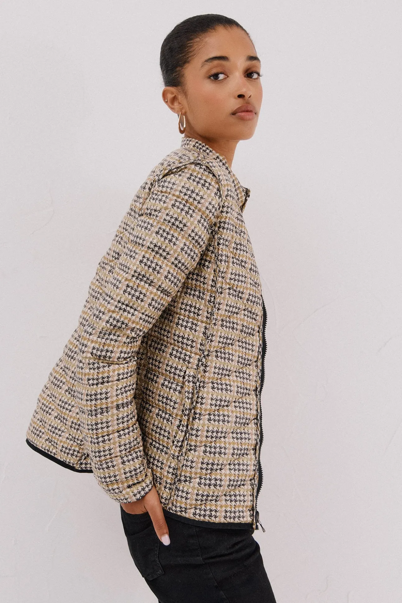 Cazadora reversible plumas