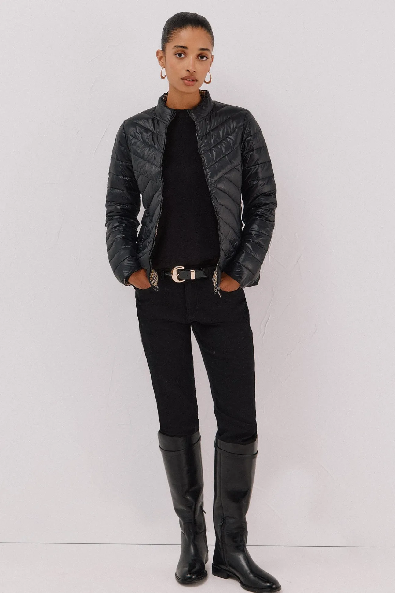 Cazadora reversible plumas