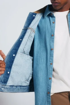 Cazadora vaquera oversize cuello contraste