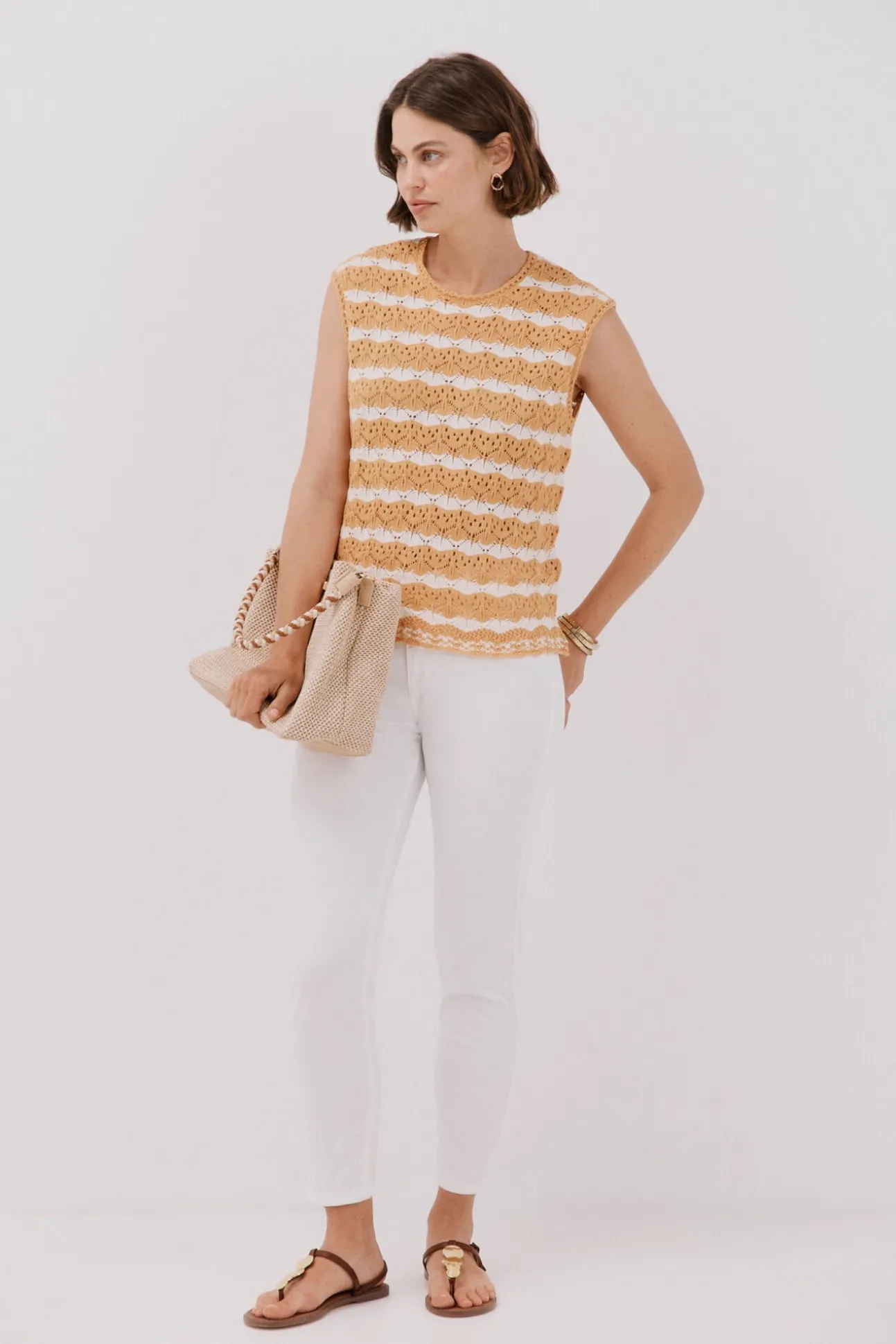 Chaleco calado bicolor