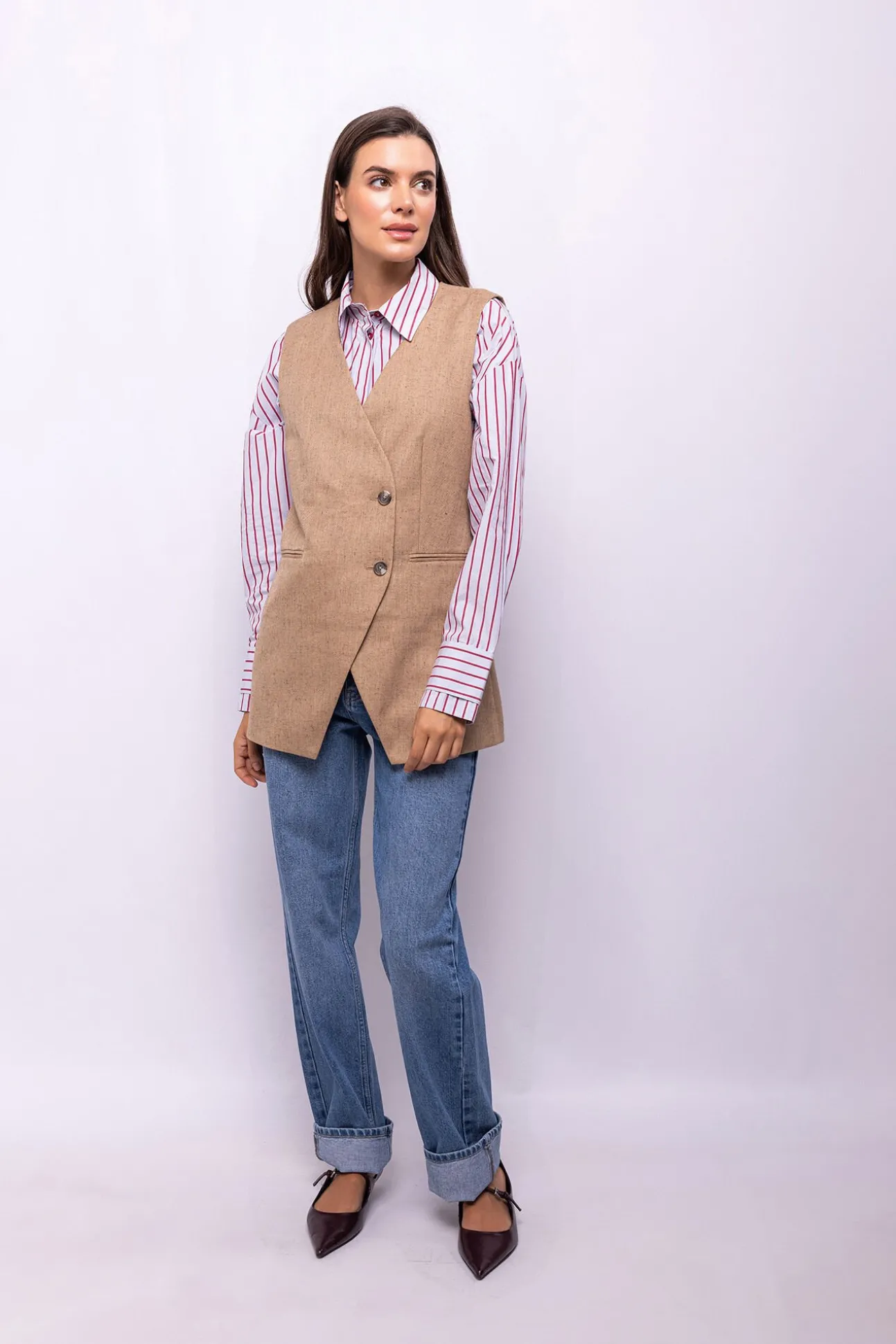 Chaleco cruzado tweed