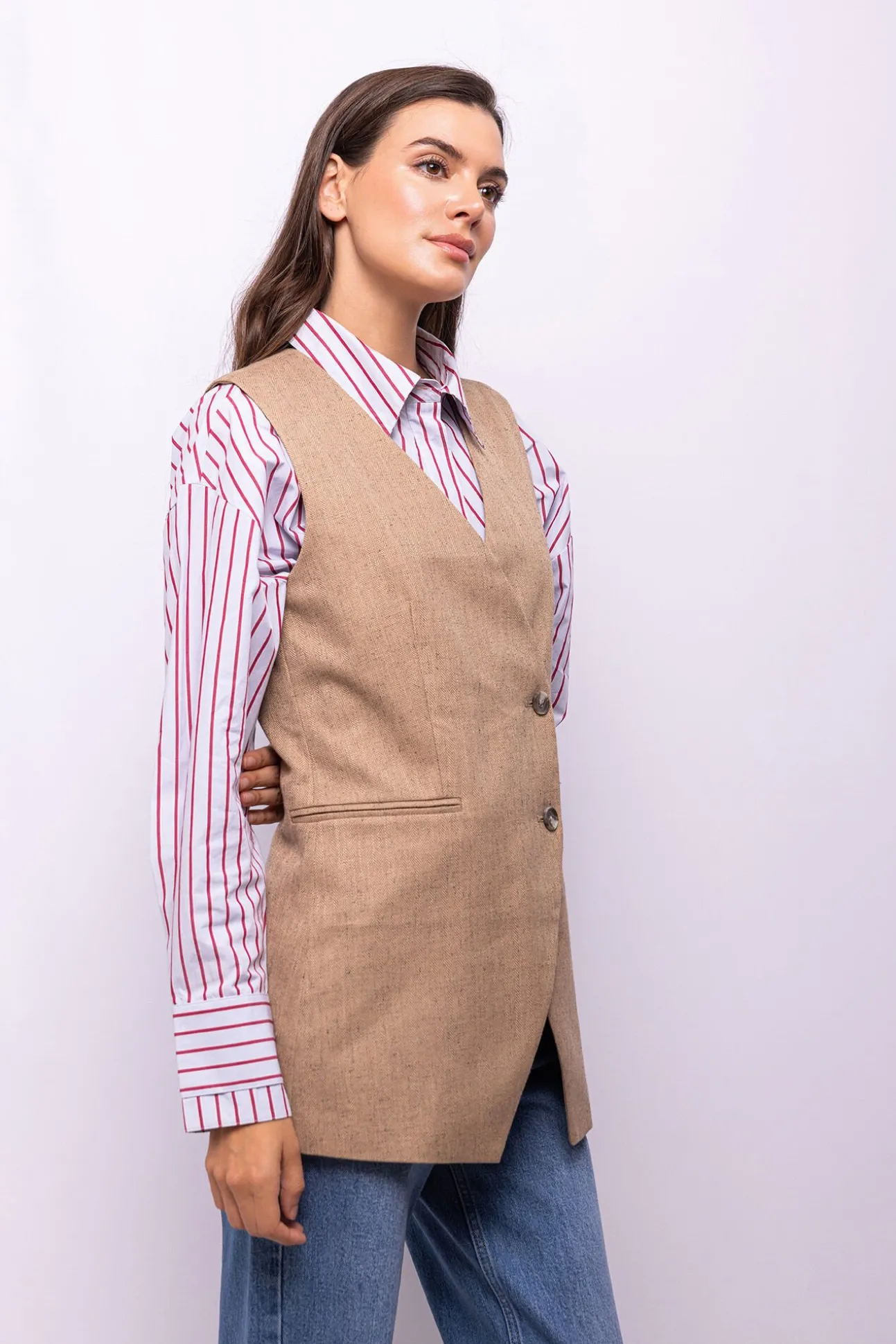 Chaleco cruzado tweed