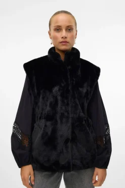 Chaleco de pelo cuello alto