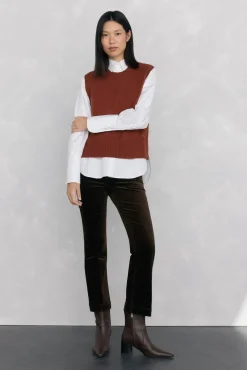 Chaleco de punto lana calados