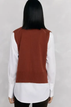 Chaleco de punto lana calados