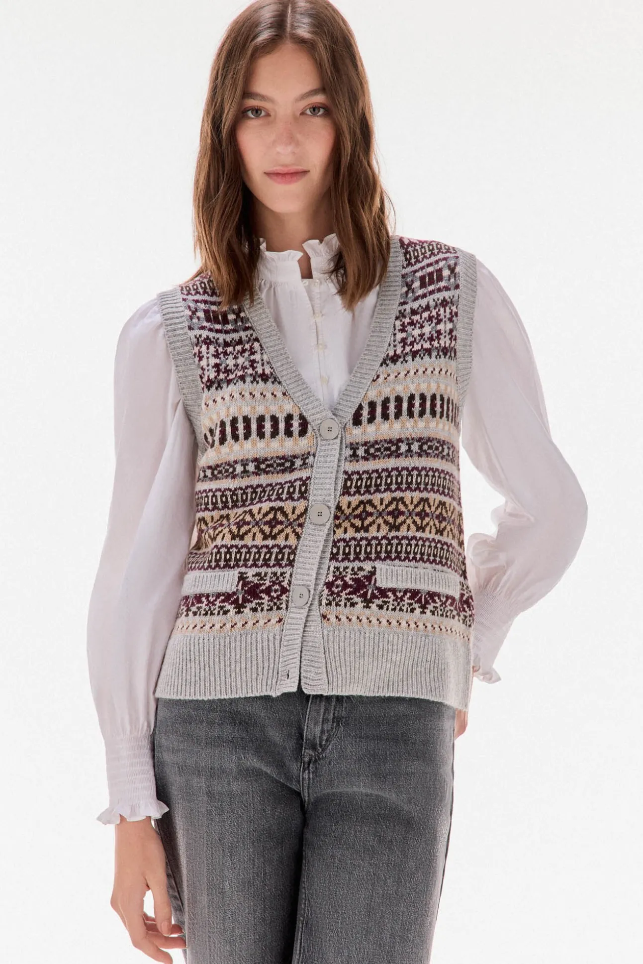 Chaleco jacquard geométrico