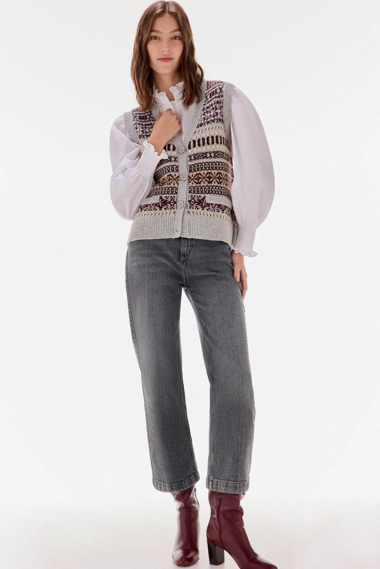 Chaleco jacquard geométrico